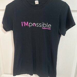 Tupperware Black Tee with Purple and White Graphic